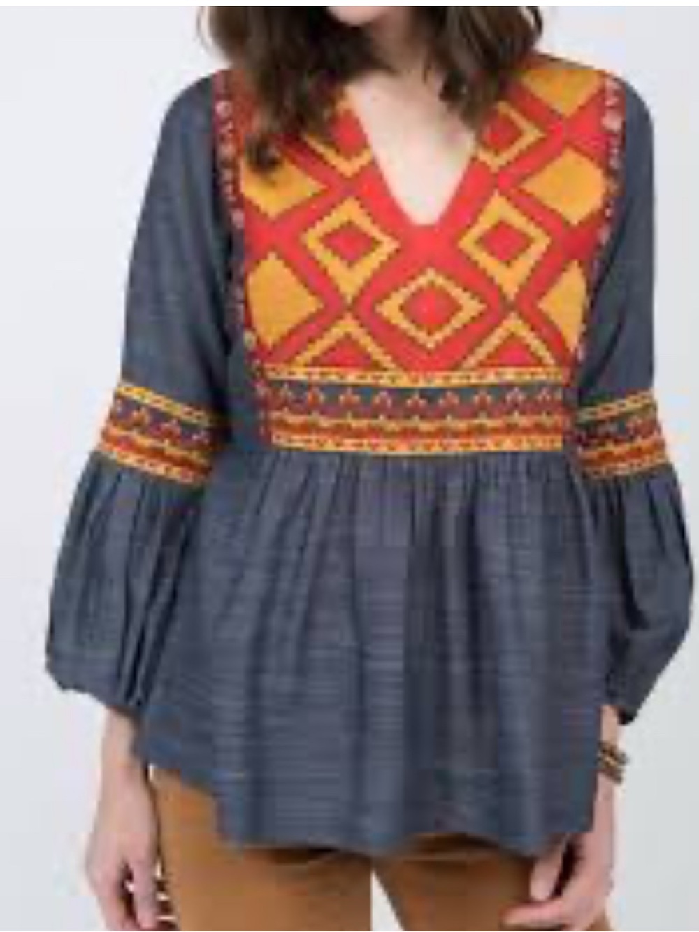 ivy jane Chambray Tapestry V-Neck Tunic